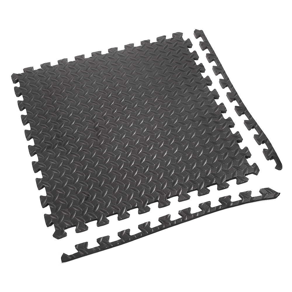 Tapis Puzzle Fitness 60x60cm - 4 Pièces Noir - Antidérapant Gym Maison Ou Extérieur