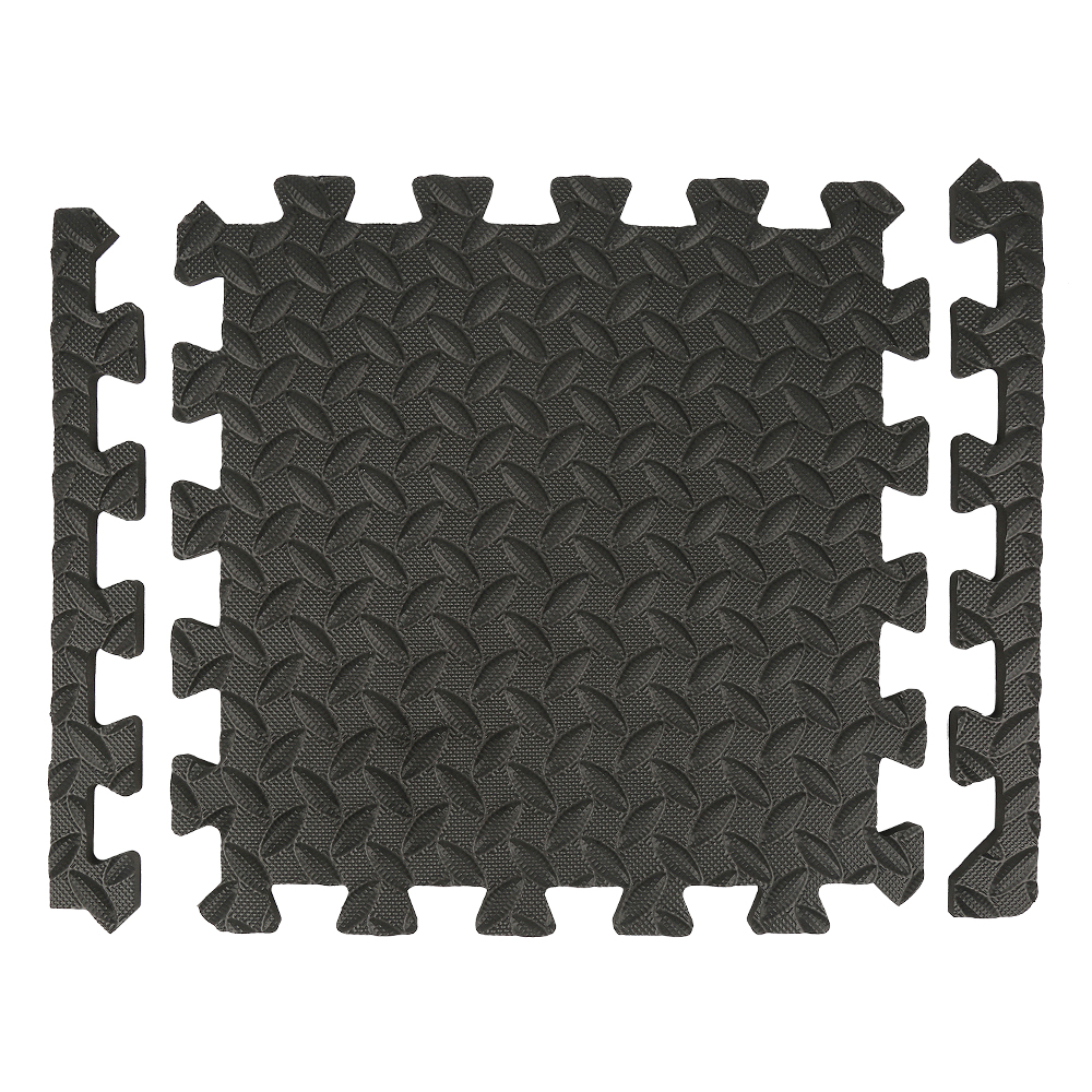 Tapis De Sol Edukit 24 Pièces En Mousse EVA – 30,5×30,5 Cm, épais 1 Cm, Noir, Antidérapant, Emboîtable, Bordures Incluses, Pour Sport, Garage, Maison