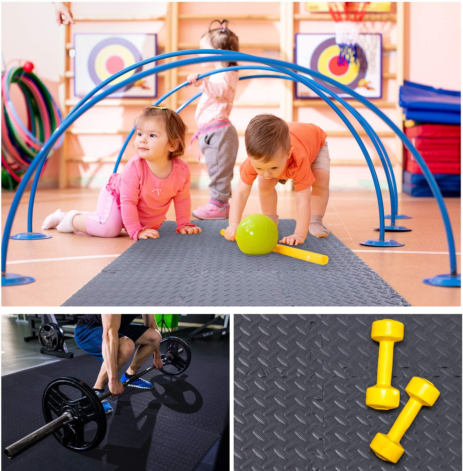 Tapis De Sol Puzzle EVA 30x30 Cm – Motif Feuilles – Lot 6 Tapis + 12 Bordures – Antidérapant, Amortissant – Pour Sport, Yoga, Enfants