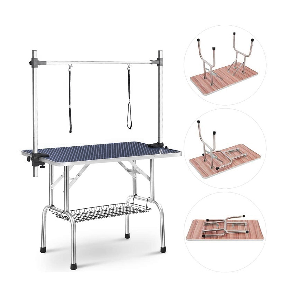 Table De Toilettage Pliable Pour Chien Et Chat - Bras Réglables, Surface Antidérapante, Rangement - 11