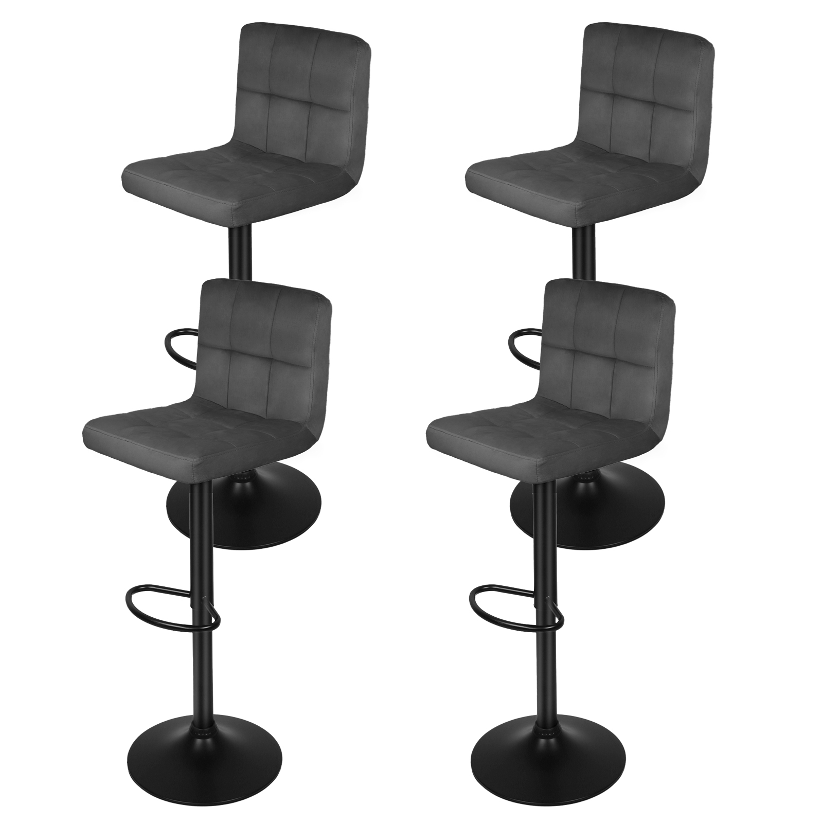 HOMEWELL. 2 x tabourets de bar à dossier en sergé noir avec accoudoirs