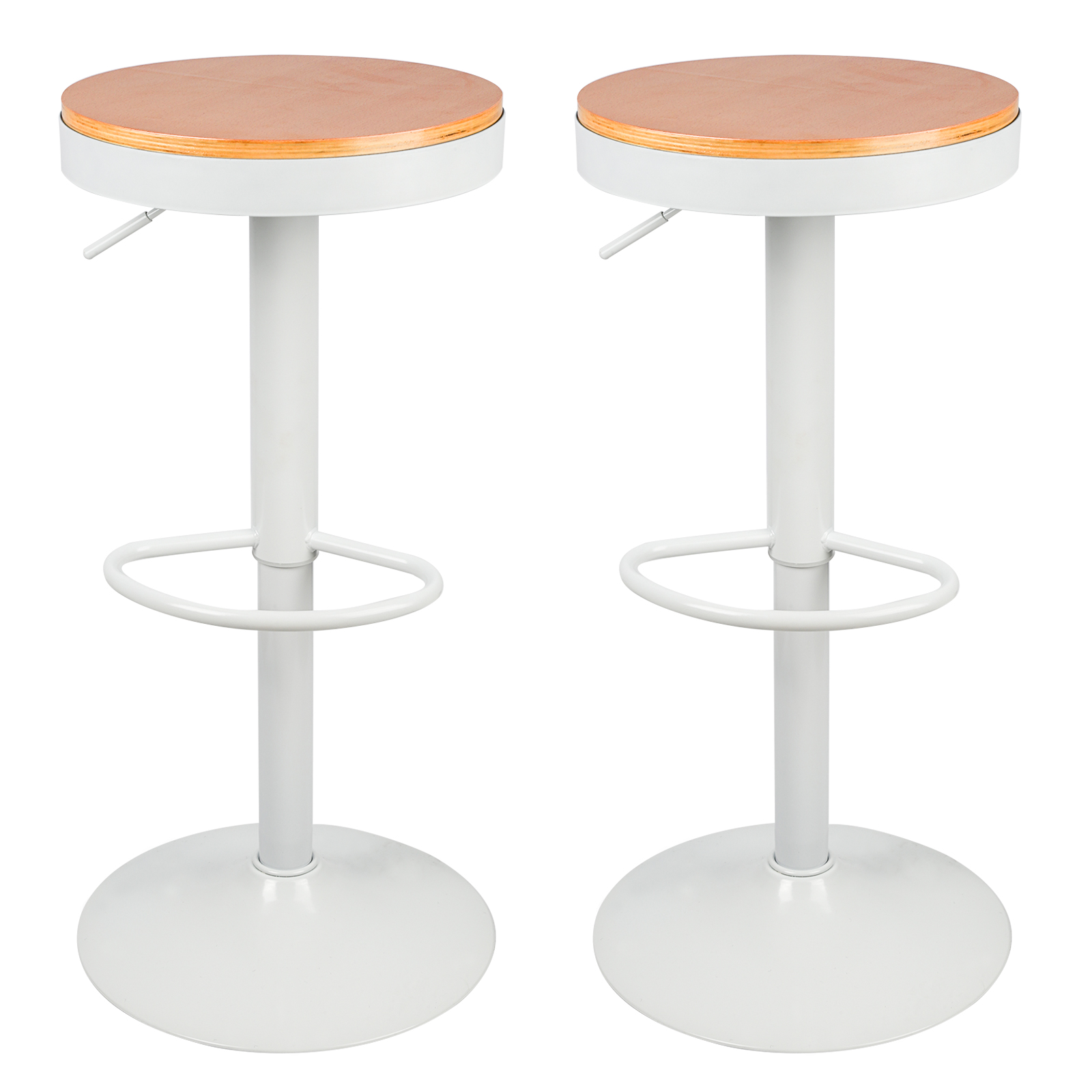 Tabouret de bar rond en bois châssis monobloc blanc - HOMEWELL ...