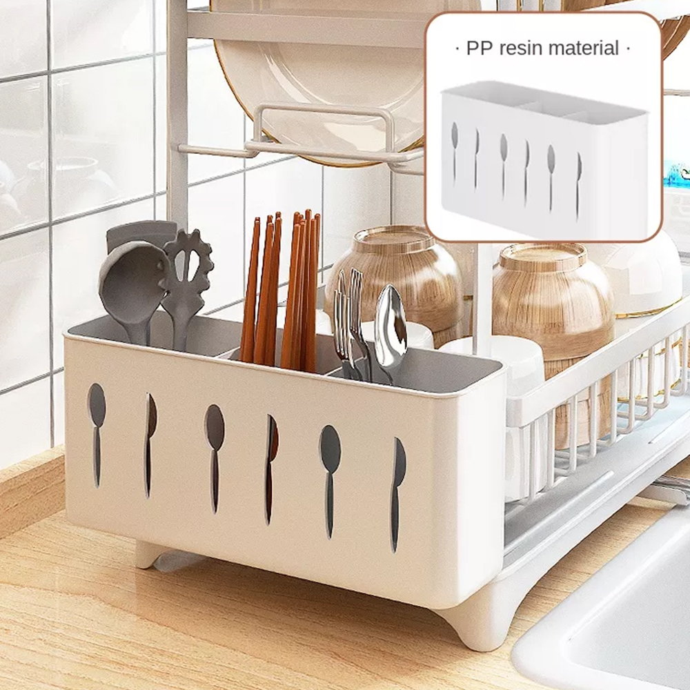Égouttoir à Vaisselle Mural Pliable Inox - 5 Crochets Inclus, Avec Bac Récupérateur - 4